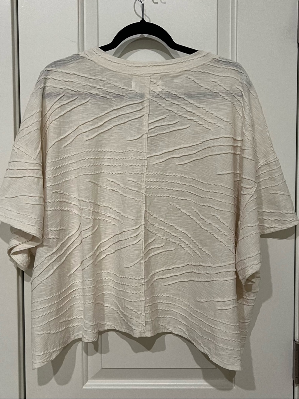BUCKETLIST Cream Textured V-Neck Boxy oversized Tunic 100% cotton Medium USA - Picture 5 of 7